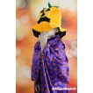 Halloween Pumpkin Dark Purple Satin Shawl Coat Cape & Pumpkin Warm Hat Party Costume C339
